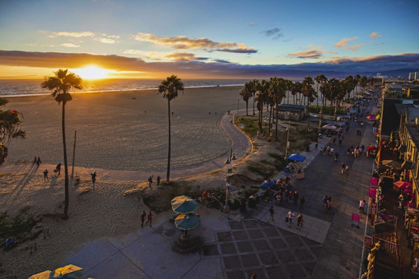 Kvällstemning på Venice Beach, USA.