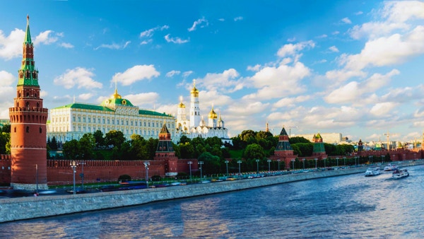 Panoramautsikt över Moskva Kreml och Moskvafloden. ryssland