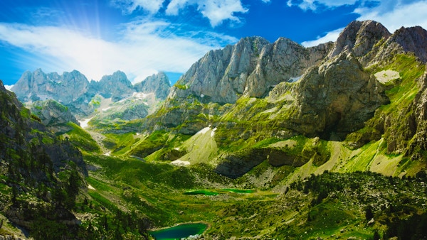 Amazing view of mountain lakes in Albanian Alps