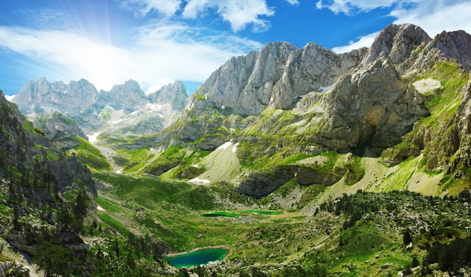 Amazing view of mountain lakes in Albanian Alps