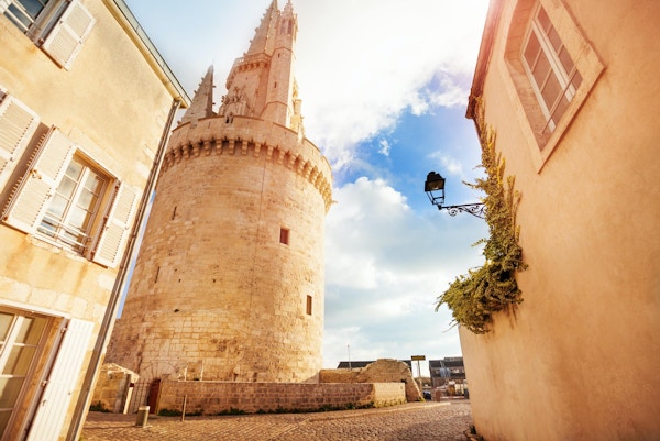 Torn av lykta, La Rochelle från stadssikten, Frankrike