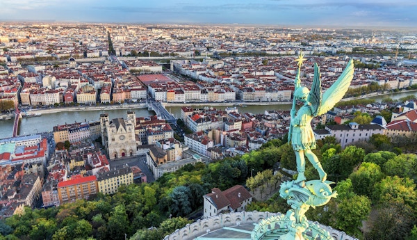 View of Lyon city from Fourviere, France