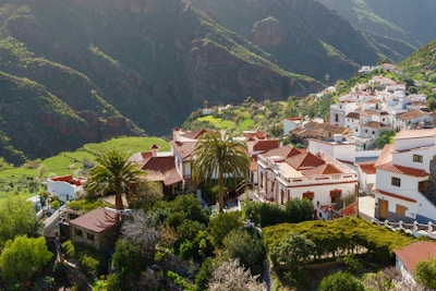 Tejeda, idyllisk by i bergen på Gran Canaria, Kanarieöarna, Spanien