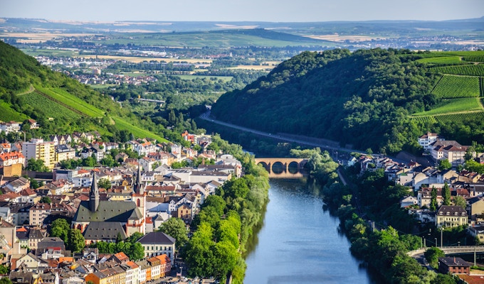 Bingen am Rhein and Rhine river in Rheinland-Pfalz, Germany